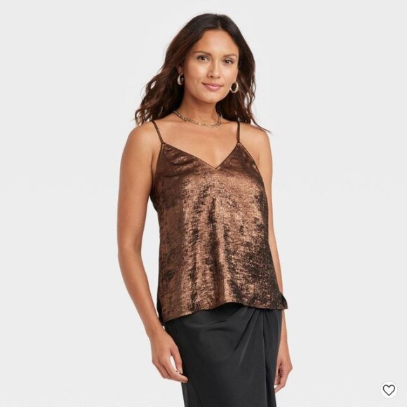a new day Tops - NWT A New Day Women's V-Neck Cami Metallic Copper Gold Tank Top Size S